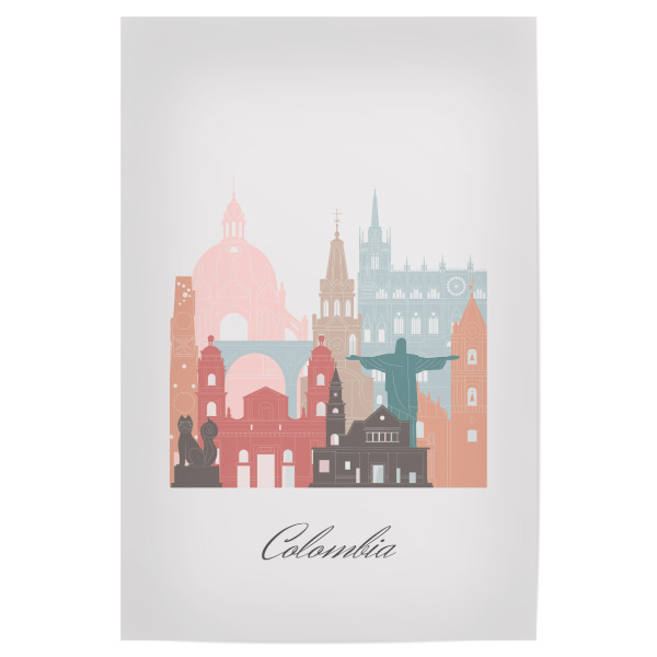 Poster "Kolumbien-Skyline im Pastellstil" artboxONE - Städte,Reise,Architektur,Kartografie