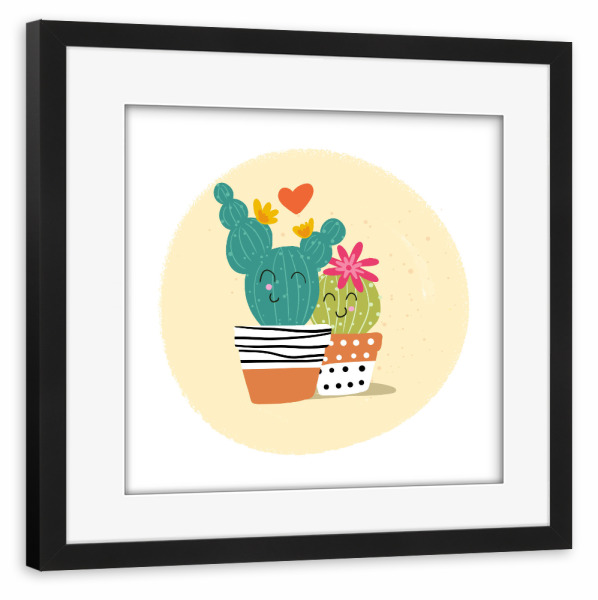 Poster mit Rahmen schwarz "Du bist toll Kakteen" artboxONE - Floral,Liebe