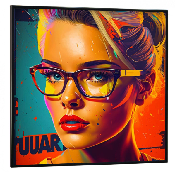 Poster mit schwarzem Rahmen 30x30 cm "OFFICE WOMAN" artboxONE - Abstrakt,Menschen,Fashion,Für Mama - Office,Woman,Frau,Orange,Popart