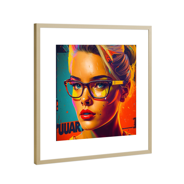 Poster mit Rahmen Gold "OFFICE WOMAN" artboxONE - Abstrakt,Menschen,Fashion,Für Mama - Office,Woman,Frau,Orange,Popart