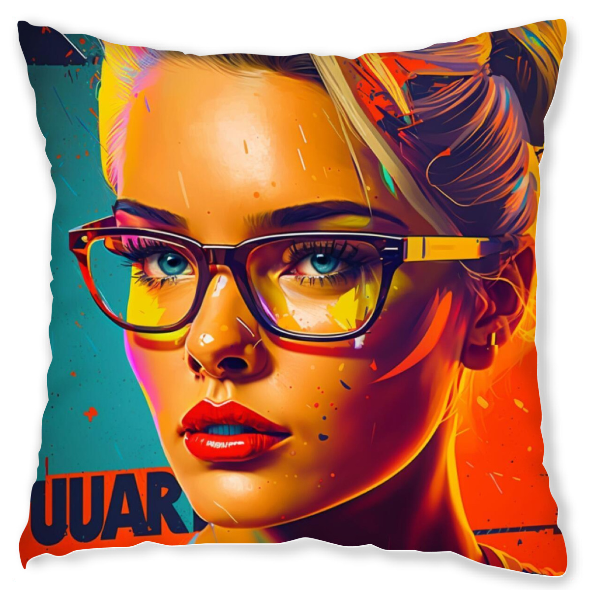 Design-Kissen "OFFICE WOMAN" artboxONE - Abstrakt,Menschen,Fashion,Fß¼r Mama - Office,Woman,Frau,Orange,Popart