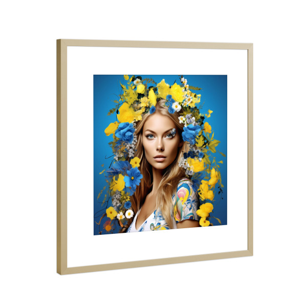 Poster mit Rahmen Gold "MIDSUMMER" artboxONE - Floral,Menschen - Midsummer,Schweden,Frau,Blumen,Portrait