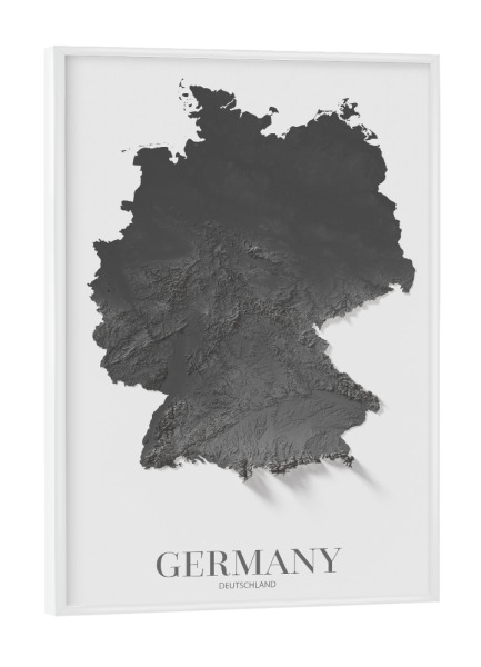 Poster mit weißem Rahmen "Deutschland Schwarzweiß Karte" artboxONE - Reise,Kartografie