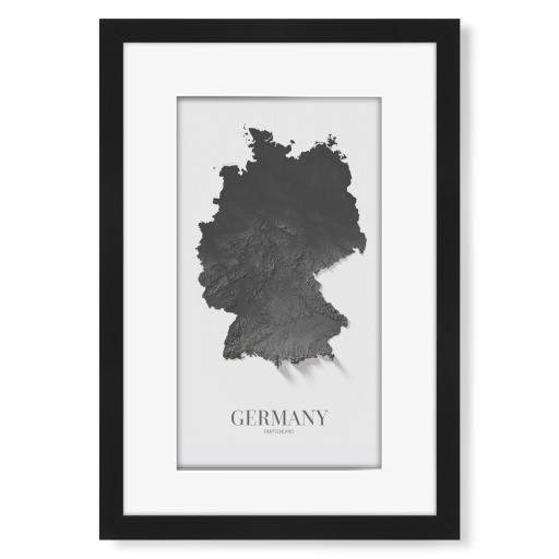 Germany 3D Map - Black and White