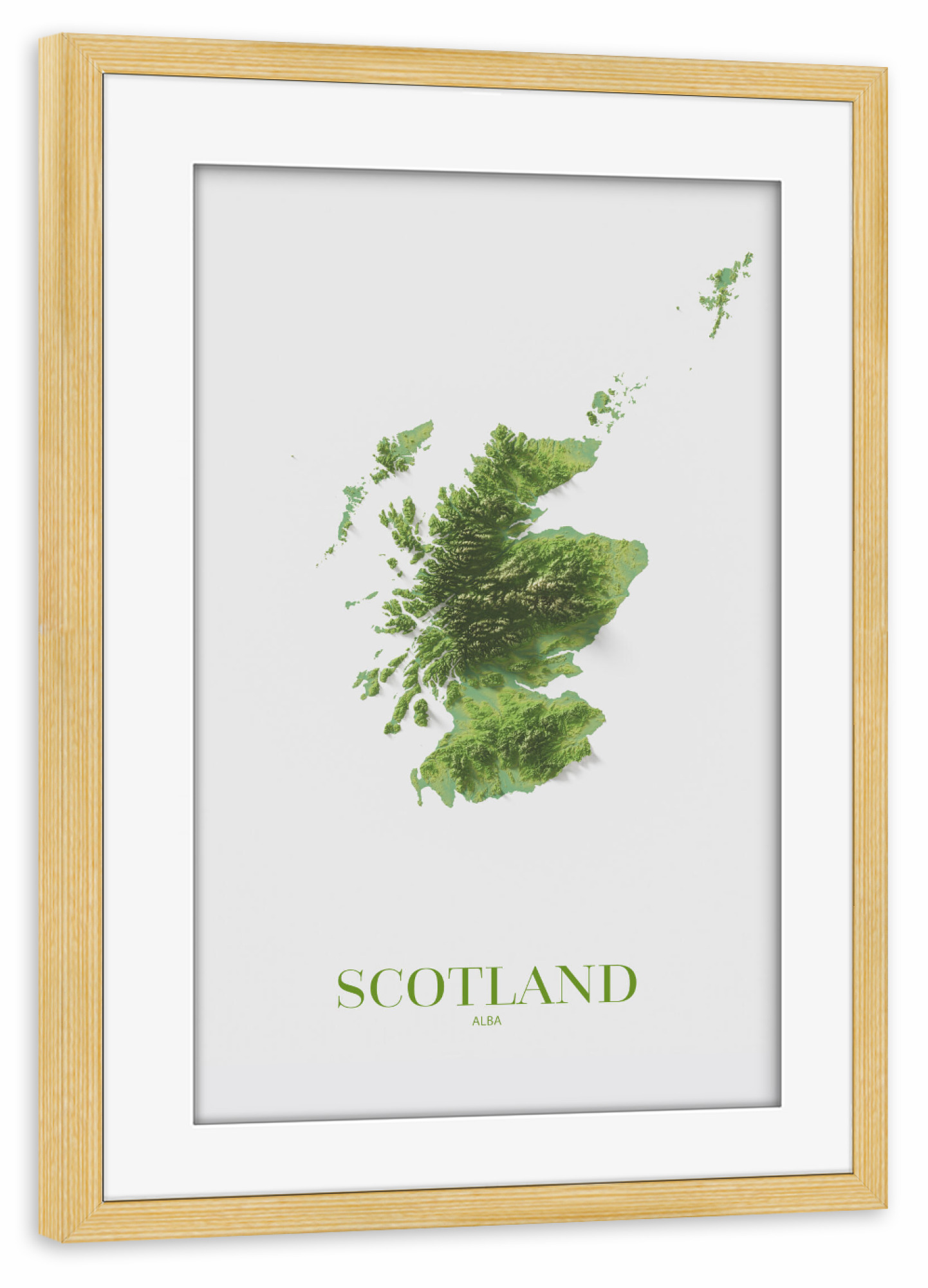 Poster mit Rahmen kiefer "Schottland 3D-Karte" artboxONE - Städte,Kartografie