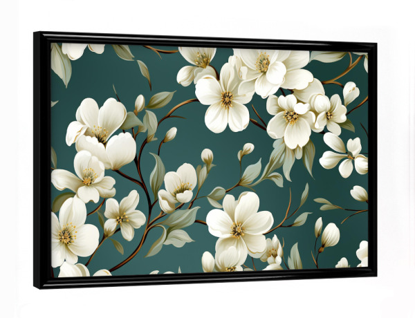 Poster mit schwarzem Rahmen "Weißer Blüten Traum" artboxONE - Natur,Floral