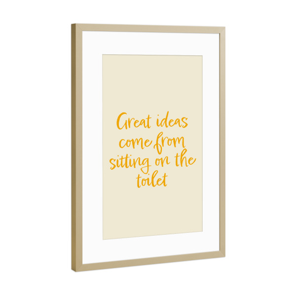 Poster mit Rahmen Gold "Badezimmerideen" artboxONE - Typografie,Comic,Menschen,Fiktion,Lustig