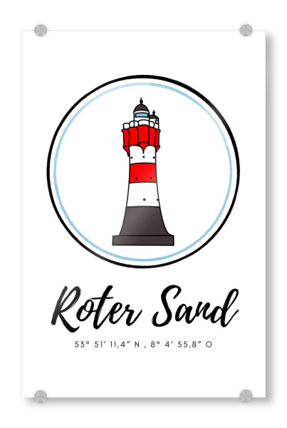 Acrylglasbild "Leuchtturm Roter Sand Souvenir" artboxONE - Reise,Architektur,Reise / Strand und Meer
