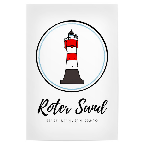 Poster 30x20 cm "Leuchtturm Roter Sand Souvenir" artboxONE - Reise,Architektur,Reise / Strand und Meer