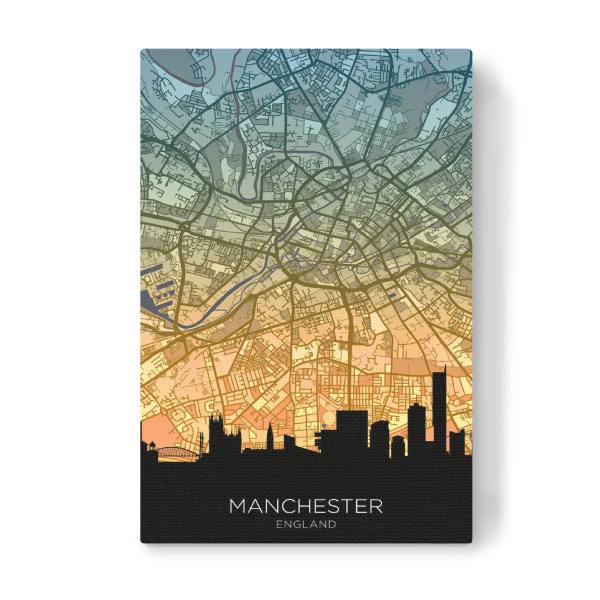 Leinwandbild "Manchester-Skyline, blaugrün" artboxONE - Städte