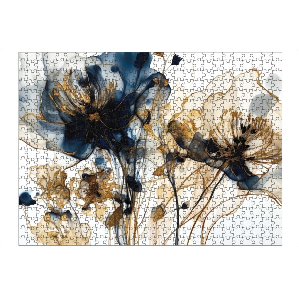 Puzzle Ravensburger "Navy und Gold Botanicals D" artboxONE - Floral,Abstrakt - Marine,Gold,Blumen,Blumen,Pflanzenstoffe - Bild marine