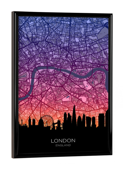 Poster mit schwarzem Rahmen "London-Skyline-Sonnenuntergang" artboxONE - Städte,Städte / London