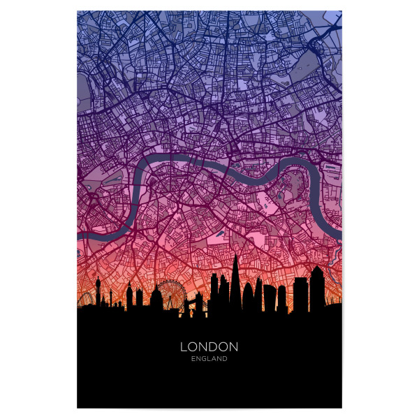 Poster "London-Skyline-Sonnenuntergang" artboxONE - Städte,Städte / London