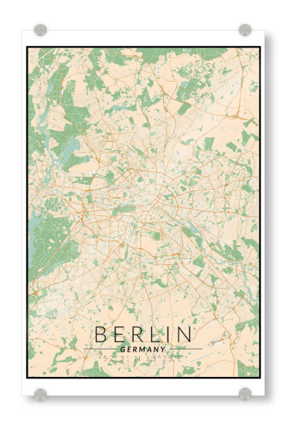Acrylglasbild "Berlin Vintage Stadtkarte" artboxONE - Städte / Berlin,Kartografie