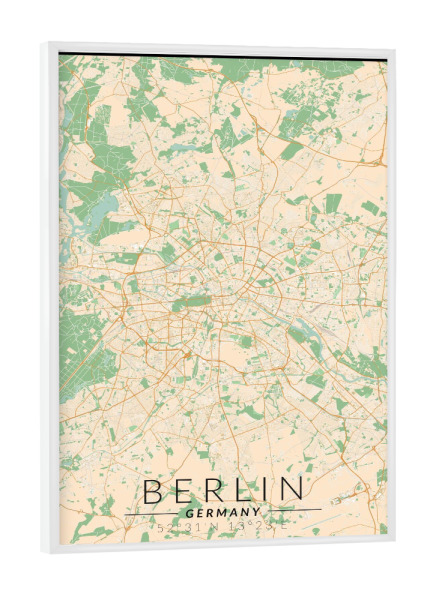 Poster mit weißem Rahmen "Berlin Vintage Stadtkarte" artboxONE - Städte / Berlin,Kartografie