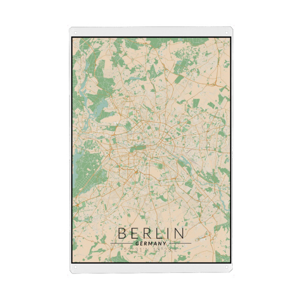 Holzbild "Berlin Vintage Stadtkarte" artboxONE - Städte / Berlin,Kartografie