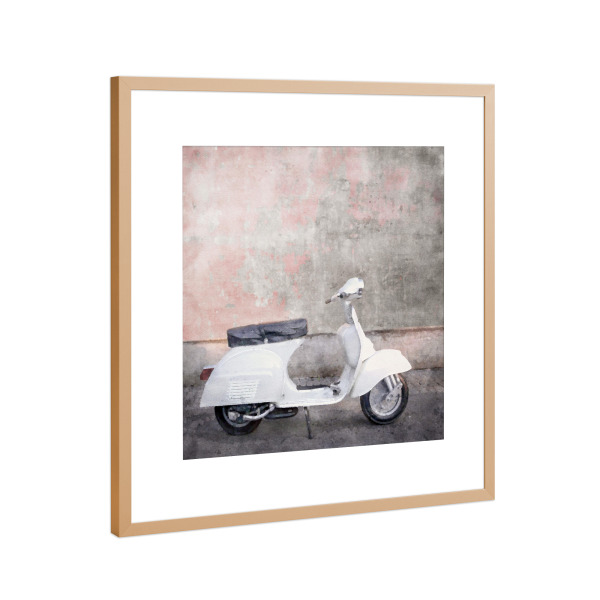 Poster mit Rahmen Kupfer "Weiches weißes Moped" artboxONE - Städte,Architektur,Städte / Paris,Automobile