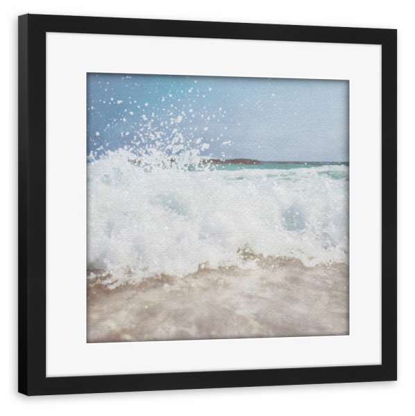 Poster mit Rahmen schwarz "Große Welle" artboxONE - Reise / Strand und Meer - Strand,Meer,Ufer,Meer,Wellen,Schaum,Sand