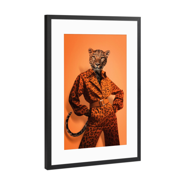 Poster mit Rahmen Schwarz (Metallic) "Mode-Leopard" artboxONE - Tiere,Fashion