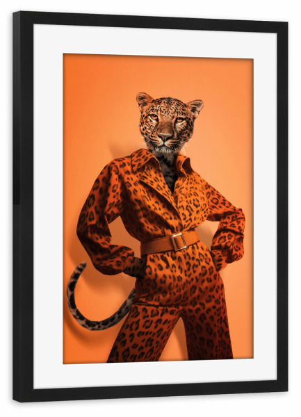 Poster mit Rahmen schwarz "Mode-Leopard" artboxONE - Tiere,Fashion