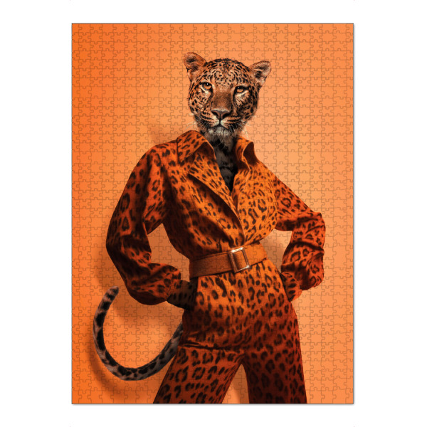 Puzzle Ravensburger "Mode-Leopard" artboxONE - Tiere,Fashion - Mode,Tiere,Moderne kunst,Zeitgenössische kunst,Pop-art,Humor,Lustig,Katzen,Leopard
