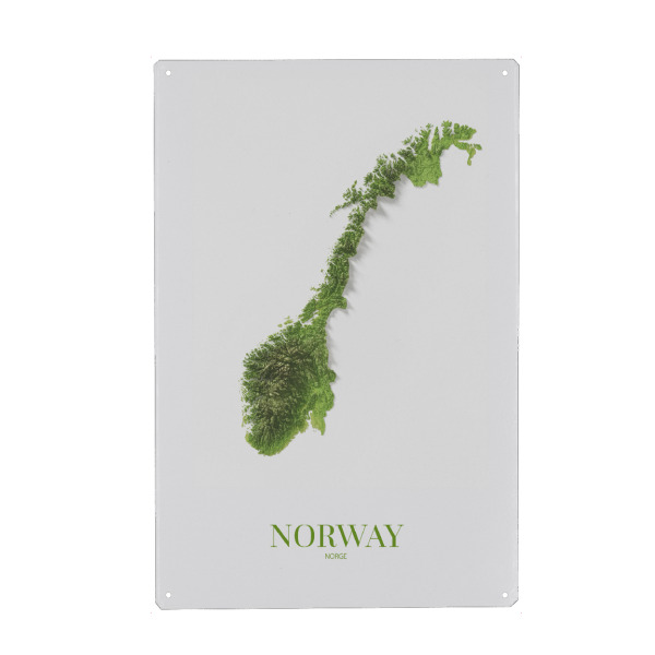 Metall Poster "Norwegen 3D-Karte" artboxONE - Kartografie - Norwegen,Norwegen-karte,Karte,Skandinavien,Skandinavien-karte,Norge,Minimal,Minimale karte