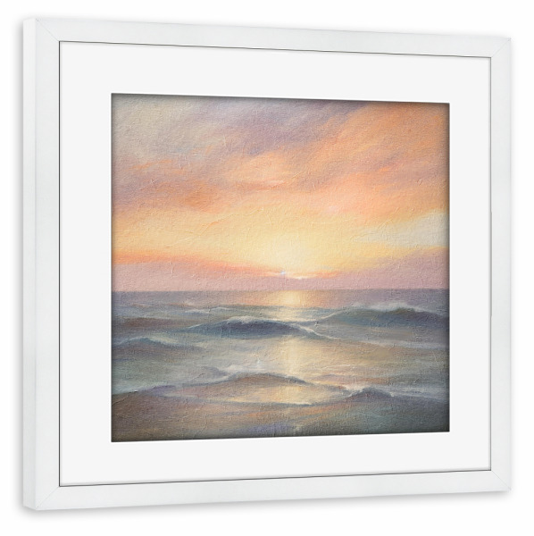 Poster mit Rahmen weiß "Ozean Sonnenaufgang C" artboxONE - Reise / Strand und Meer