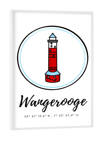 Poster mit weißem Rahmen "Leuchtturm Wangerooge" artboxONE - Reise,Architektur,Reise / Strand und Meer