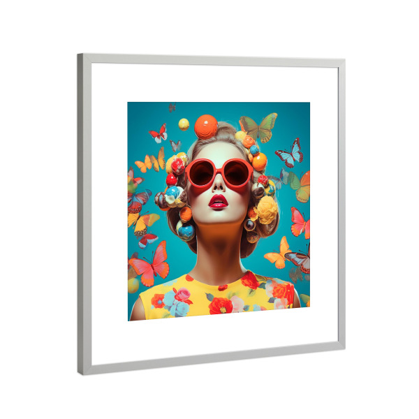 Poster mit Rahmen Silber "POP WOMAN" artboxONE - Fashion - Woman,Fun,Popart