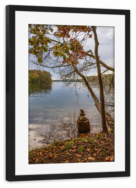 Poster mit Rahmen schwarz "Herbst, See, Baum, Wald" artboxONE - Natur,Reise
