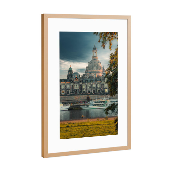 Poster mit Rahmen Kupfer "Am Königsufer, Dresden" artboxONE - Städte,Architektur,Städte / Dresden