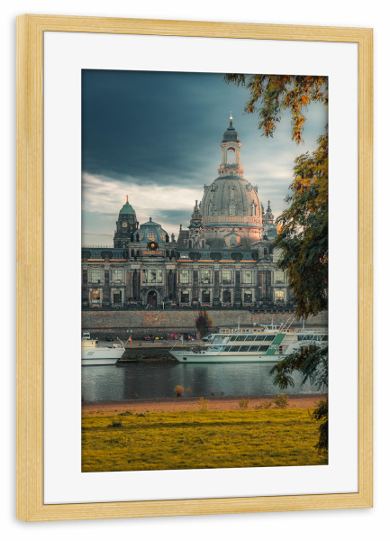 Poster mit Rahmen kiefer "Am Königsufer, Dresden" artboxONE - Städte,Architektur,Städte / Dresden