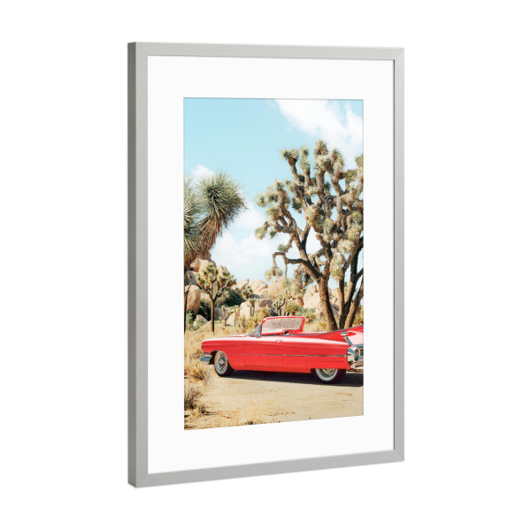 Poster mit Rahmen Silber "Vintage-Roadtrip" artboxONE - Natur,Reise,Für Kinder,Automobile,Für Papa
