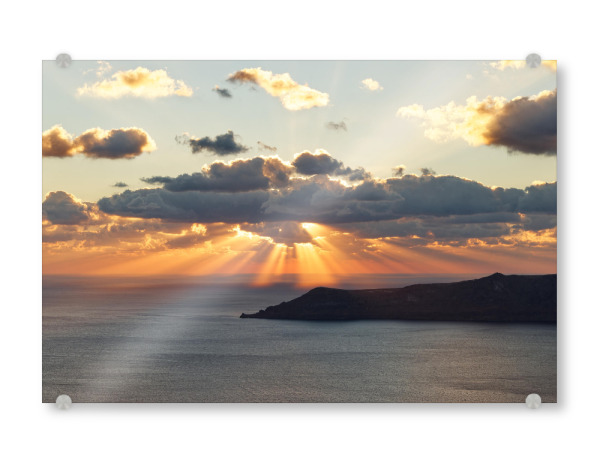 Acrylglasbild "Sonnenstrahlen auf Santorini" artboxONE - Natur,Reise,Reise / Strand und Meer