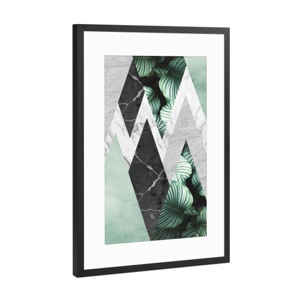 Poster mit Rahmen Schwarz (Metallic) "Geometric and botanical F" artboxONE - Floral