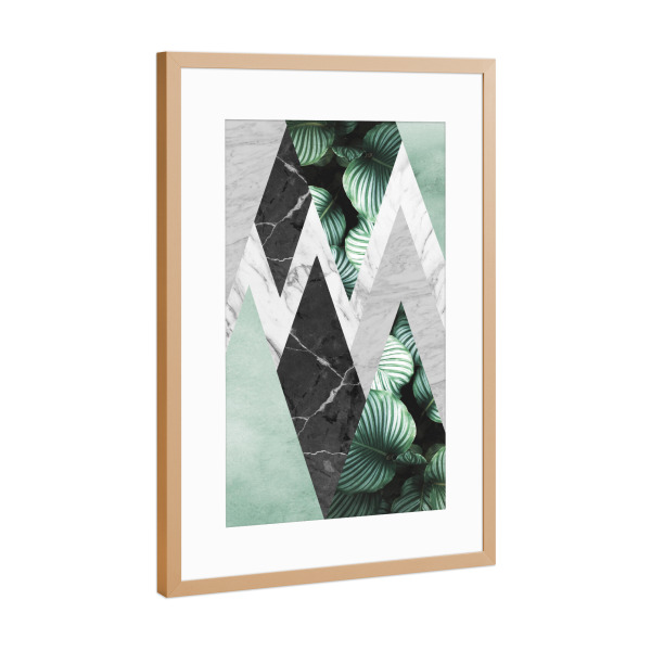 Poster mit Rahmen Kupfer "Geometric and botanical F" artboxONE - Floral