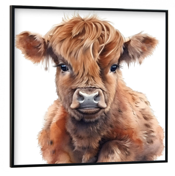 Poster mit schwarzem Rahmen 30x30 cm "Hochlandkuh M" artboxONE - Tiere - Kuh,Hochland,Rinder,Tiere,Aquarell