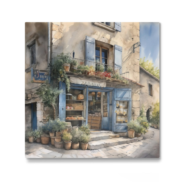 Galerie-Print "Blauer Dorfladen" 30x30 cm artboxONE