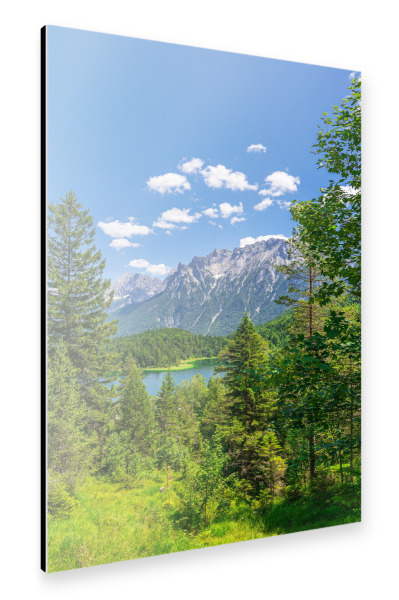 Alu-Dibond "Wolken, Gras, Bäume, See" 30x20 cm artboxONE