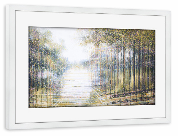 Poster mit Rahmen weiß "Bäume im Nachmittagslicht" artboxONE - Natur,Abstrakt - Wald,Bäume,Wald,Landschaft,Abstrakt,Verschwommen