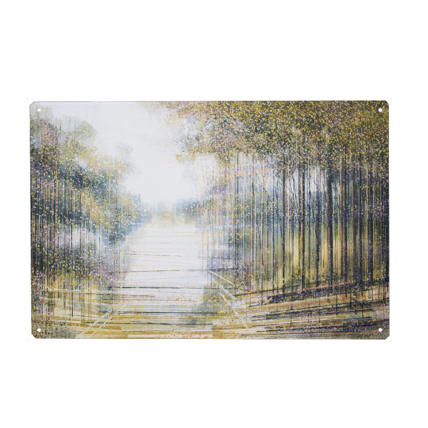 Holzbild "Bäume im Nachmittagslicht" artboxONE - Natur,Abstrakt - Wald,Bäume,Wald,Landschaft,Abstrakt,Verschwommen