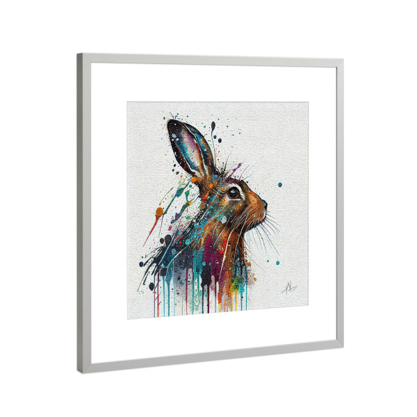 Poster mit Rahmen Silber "Aquarell-Kaninchen" artboxONE - Tiere,Abstrakt - Tiere,Kaninchen,Aquarell,Mehrfarbig