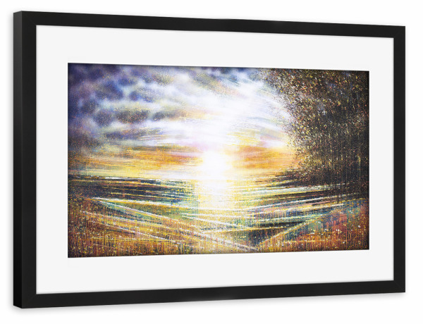 Poster mit Rahmen schwarz "Wiese bei Sonnenuntergang" artboxONE - Natur,Floral