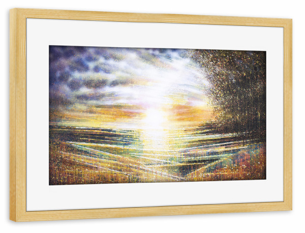 Poster mit Rahmen kiefer "Wiese bei Sonnenuntergang" artboxONE - Natur,Floral