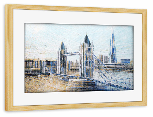 Poster mit Rahmen kiefer "Nachmittag der London Tower Bridge" artboxONE - Städte / London,Architektur - London,Architektur,Stadt