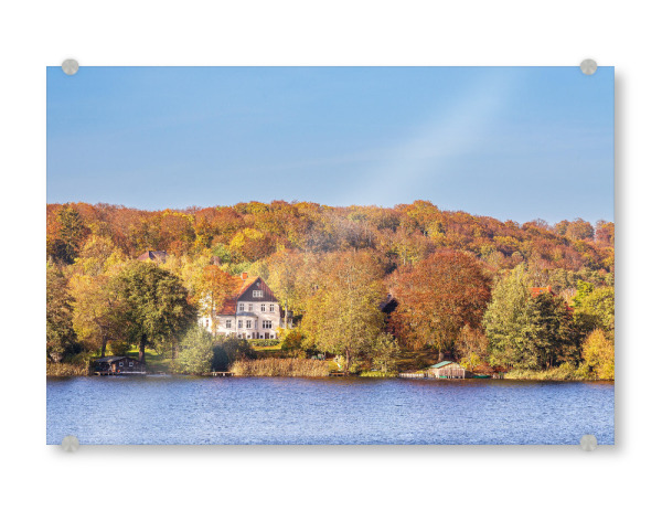 Acrylglasbild "Haus, See, Bäume" artboxONE - Natur,Reise,Architektur