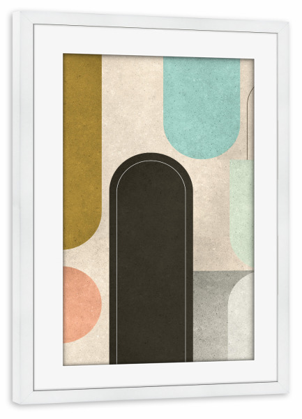 Poster mit Rahmen weiß "Mitte des Jahrhunderts A" artboxONE - Abstrakt,Geometrie,Marmor