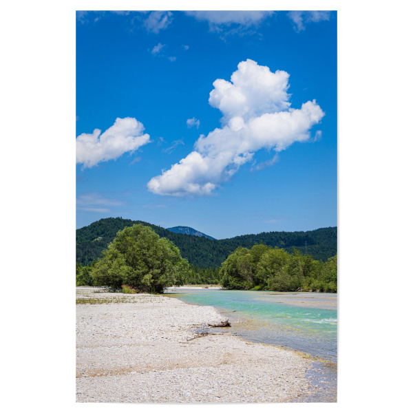 Poster 30x20 cm "Fluss, Steine, Bäume, Wolken" artboxONE - Natur,Reise