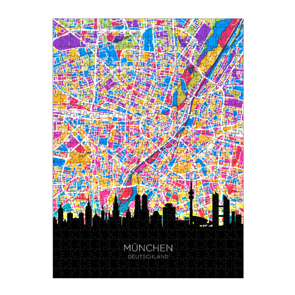 artboxONE Puzzle "München Skyline Karte hell" artboxONE - Städte,Städte / München