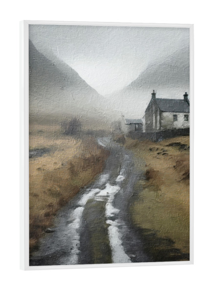Poster mit weißem Rahmen "Schottisches Highlands-Haus" artboxONE - Natur,Architektur,Städte / Weitere